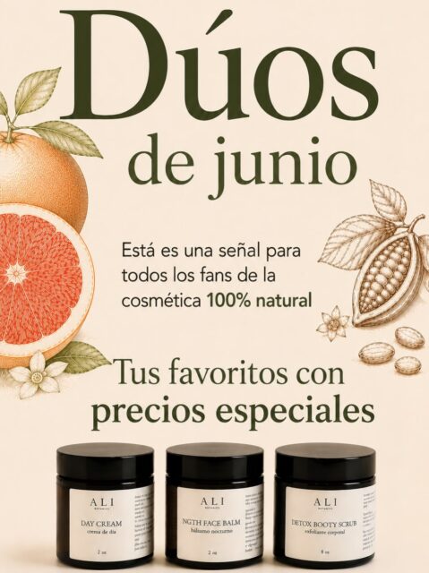 Dúos de junio llegaron ✨

Tus productos favoritos ahora están juntos y con precios especiales.

Desde el cuidado capilar hasta el cuidado facial y corporal, hemos creado combinaciones con ingredientes 100% naturales para que disfrutes más de lo que amas, pagando menos.

Descubre el dúo ideal para tu rutina y aprovecha esta edición especial por tiempo limitado.

Porque cuidarte bien también puede ser natural.

#AliBotanics #DúosDeJunio #CosméticaNatural #CuidadoCapilar #CuidadoFacial CuidadoCorporal ProductosNaturales BellezaNatural AliBotanicsEcuador