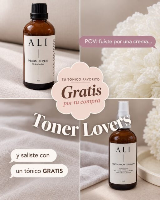 Toner Lovers así cerramos septiembre ✨🍒🍃 por compras mayores a $40, tu tónico favorito va de regalo (valorados en $20).

Puedes elegir entre:
🌿 Herbal Toner: poros minimizados + piel glowy

🌱 Tónico Capilar de Romero: frena la caída capilar y estimula el crecimiento 

⏳ Solo hasta el 30/09 o hasta agotar stock.